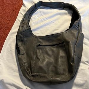 Grey genuine leather handmade in Mexico. Excellent condition. No brand name.